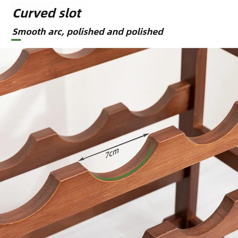 Bamboo Wine Rack Multi-Grid Bottle Organizer & Display Stand Bamboo Wine Rack Axl