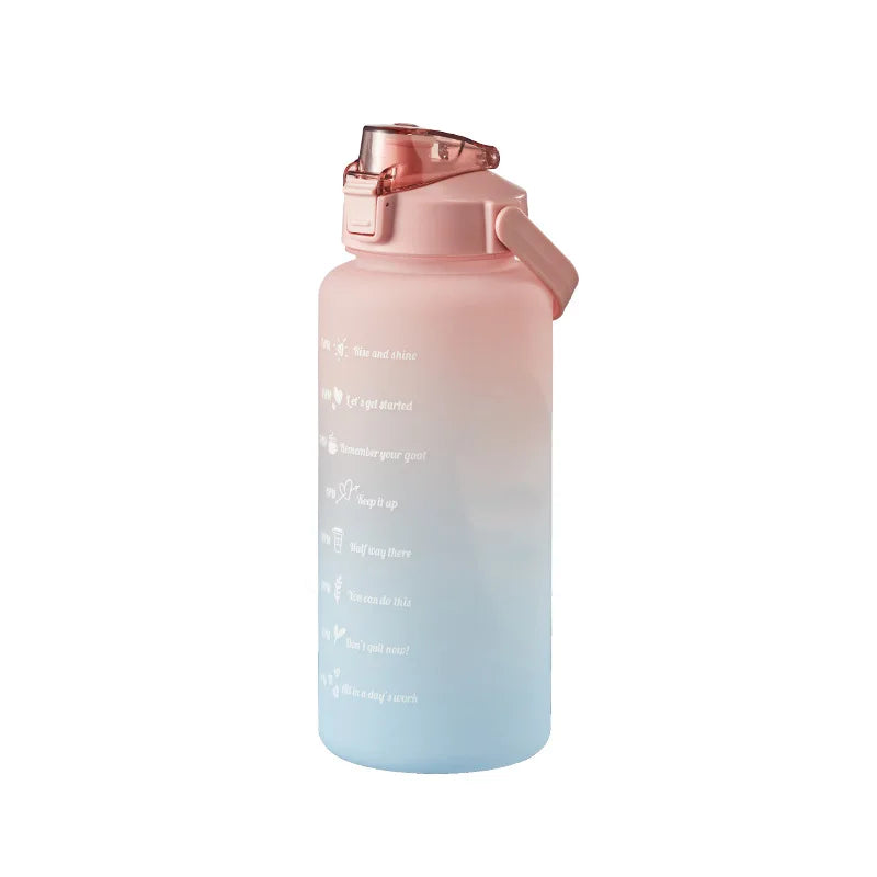 KEMORELA 2L Water Bottle with Straw & Time Marker Sports Water Bottle Axl Pink 2000ml 2000ml
