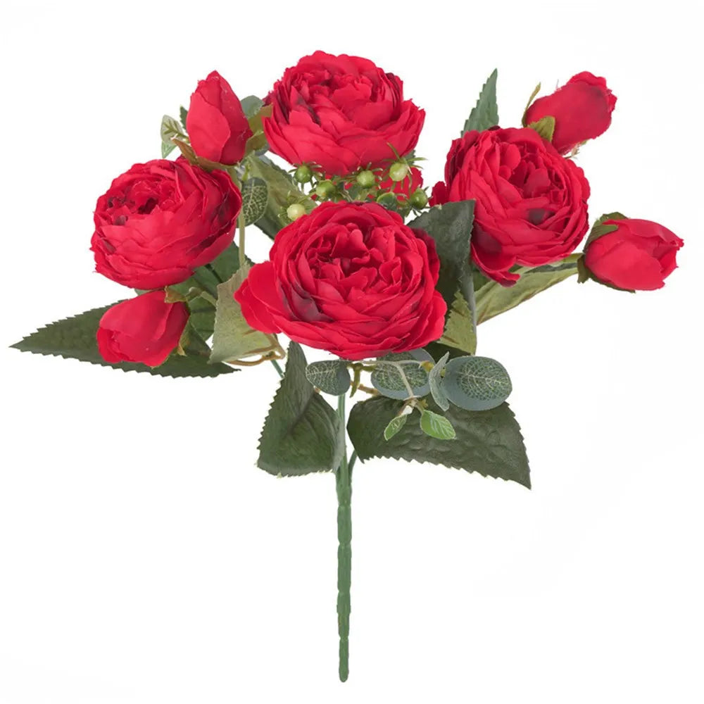 Silk Peony Artificial Flowers 30cm – Wedding & Home Décor Bouquet Artificial Flower Bouquet Axl Red 1pc