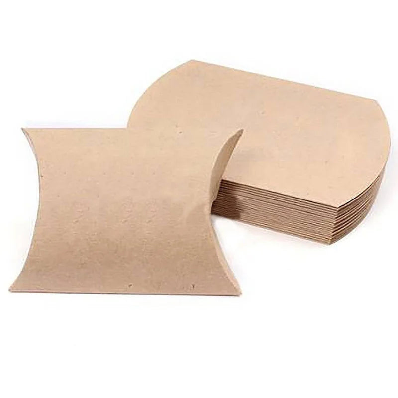 50 Kraft Paper Pillow Boxes – Wedding & Party Gift Candy Boxes Gift Pillow Boxes Axl