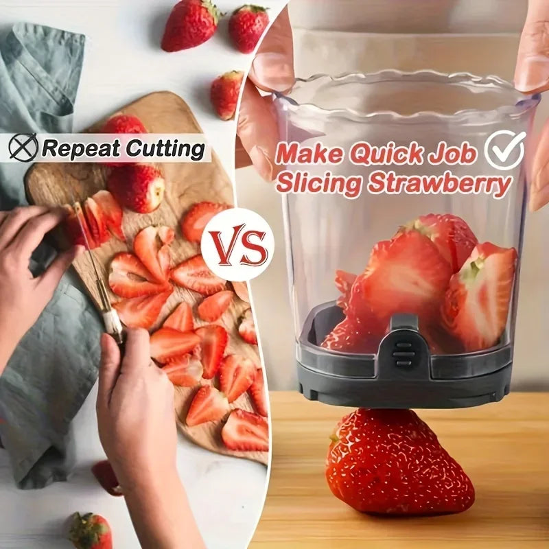 2-in-1 Stainless Steel Fruit & Vegetable Slicer Chopper Cup Fruit Vegetable Slicer Axl