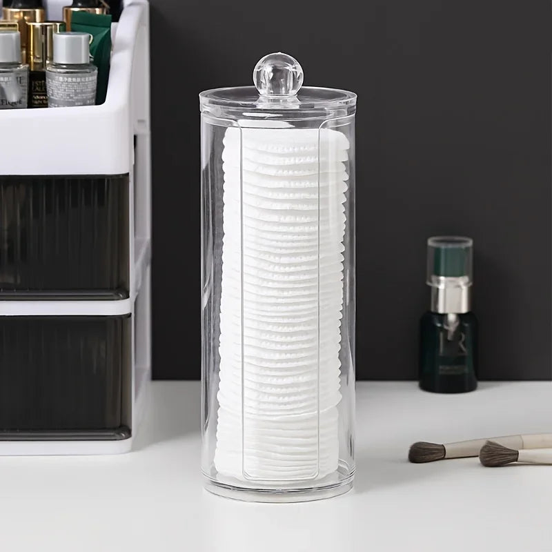 Clear Bathroom Storage Canister for Swabs, Makeup & Clips Bathroom Storage Canister Axl