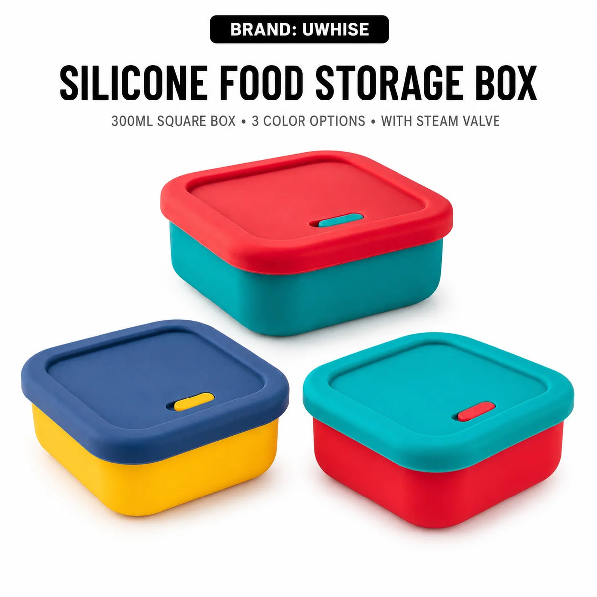 Uwhise 300ml Silicone Bento Box | Microwave Safe Lunch Box Silicone Lunch Box Axl 1 Pack-Green