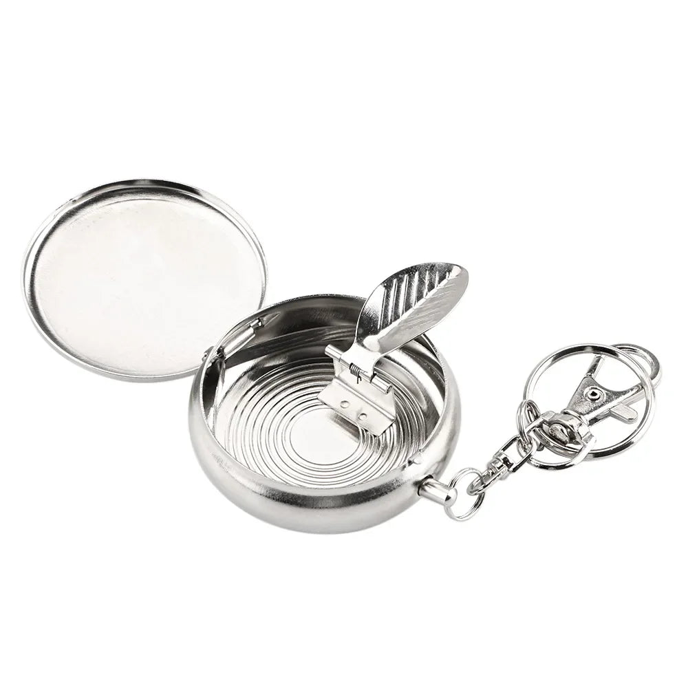 Mini Stainless Steel Pocket Ashtray with Keychain | Car Travel Pocket Ashtray Axl 1pc