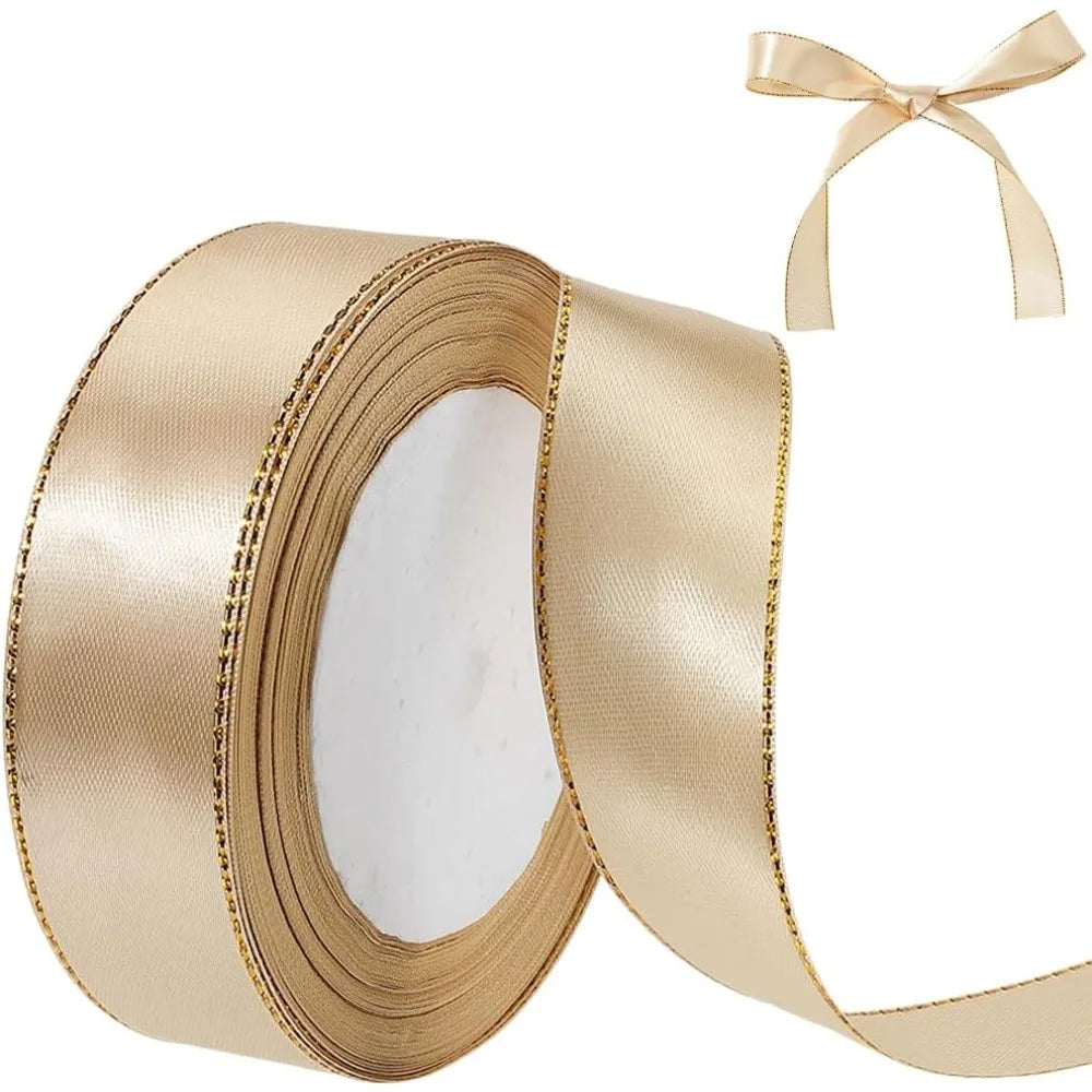 Black & Gold Edge Polyester Ribbon 1 Inch – 24 Yards/Roll Decorative Craft Ribbon Axl