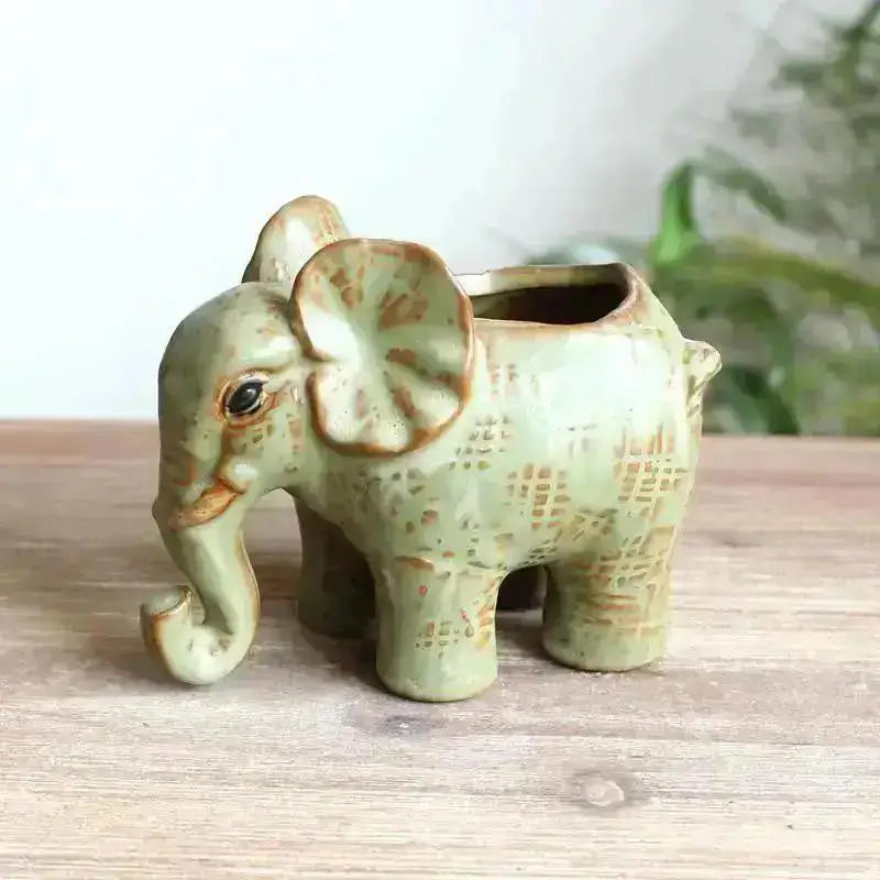Vintage Ceramic Elephant Succulent Planter | Home Garden Decor Ceramic Succulent Planter Axl A