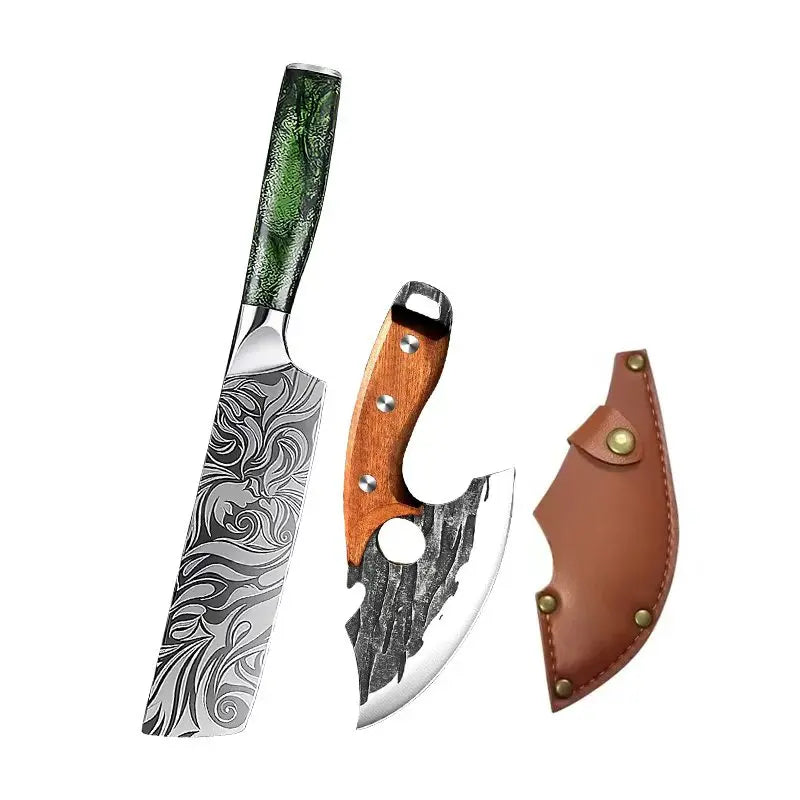 InLeung Damascus Chef Knife – Sharp Stainless Steel Kitchen Knife Chef Knife Axl 2PCS knife BC