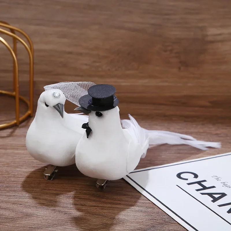 White Dove Couple Figurines – Garden & Home Hanging Décor Pair Garden Bird Figurines Axl