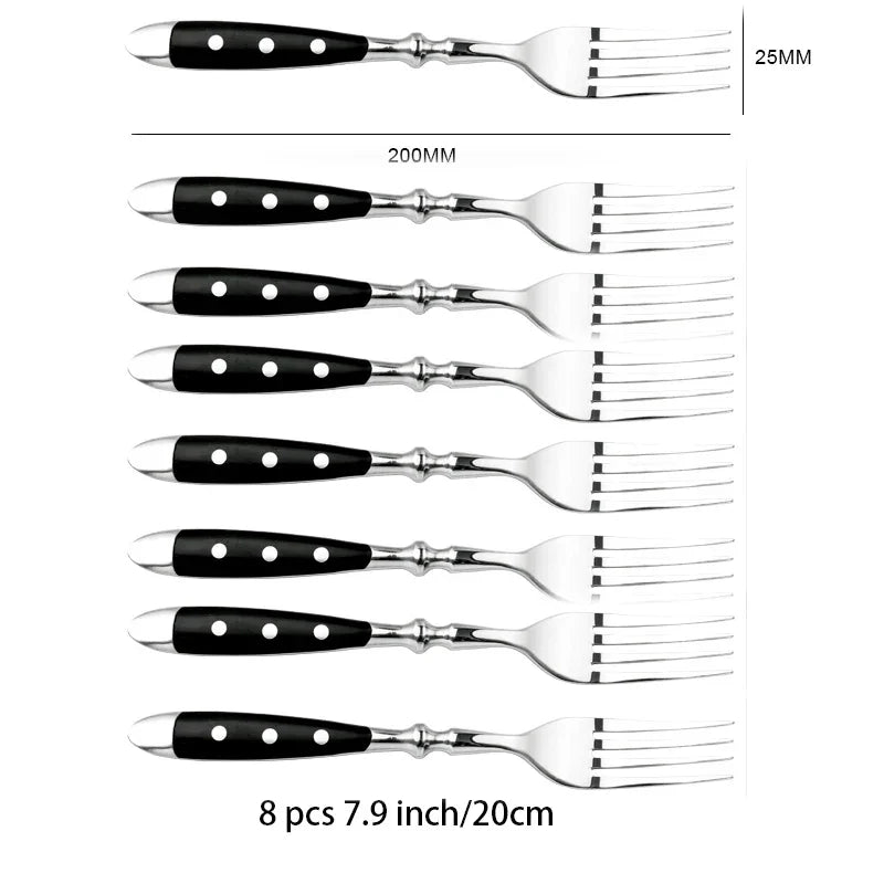 Stainless Steel Cutlery Set – Knife Fork Spoon Dinnerware Flatware Cutlery Set Axl 8 Pc table fork