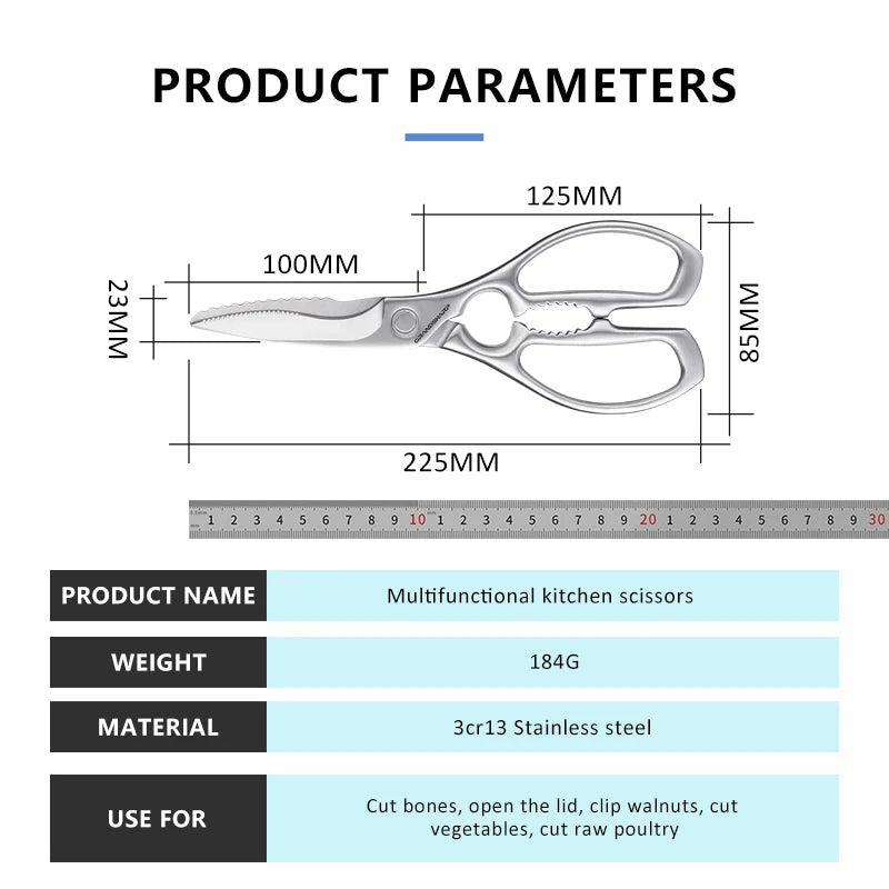 GRANDSHARP Multifunctional Kitchen Scissors – Stainless Steel Kitchen Scissors Axl