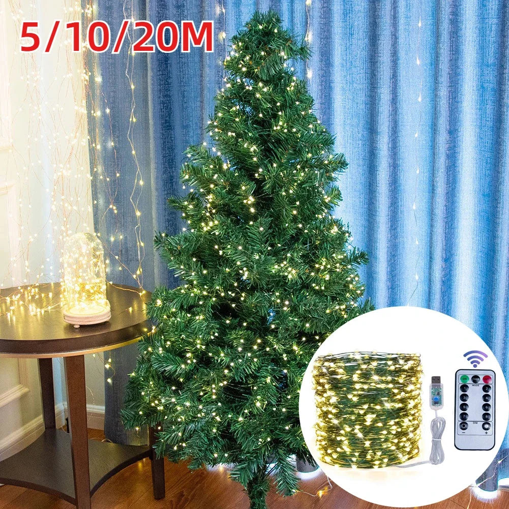 LED Copper Wire Fairy String Lights 8-Mode USB 5M 10M 20M LED String Lights Axl