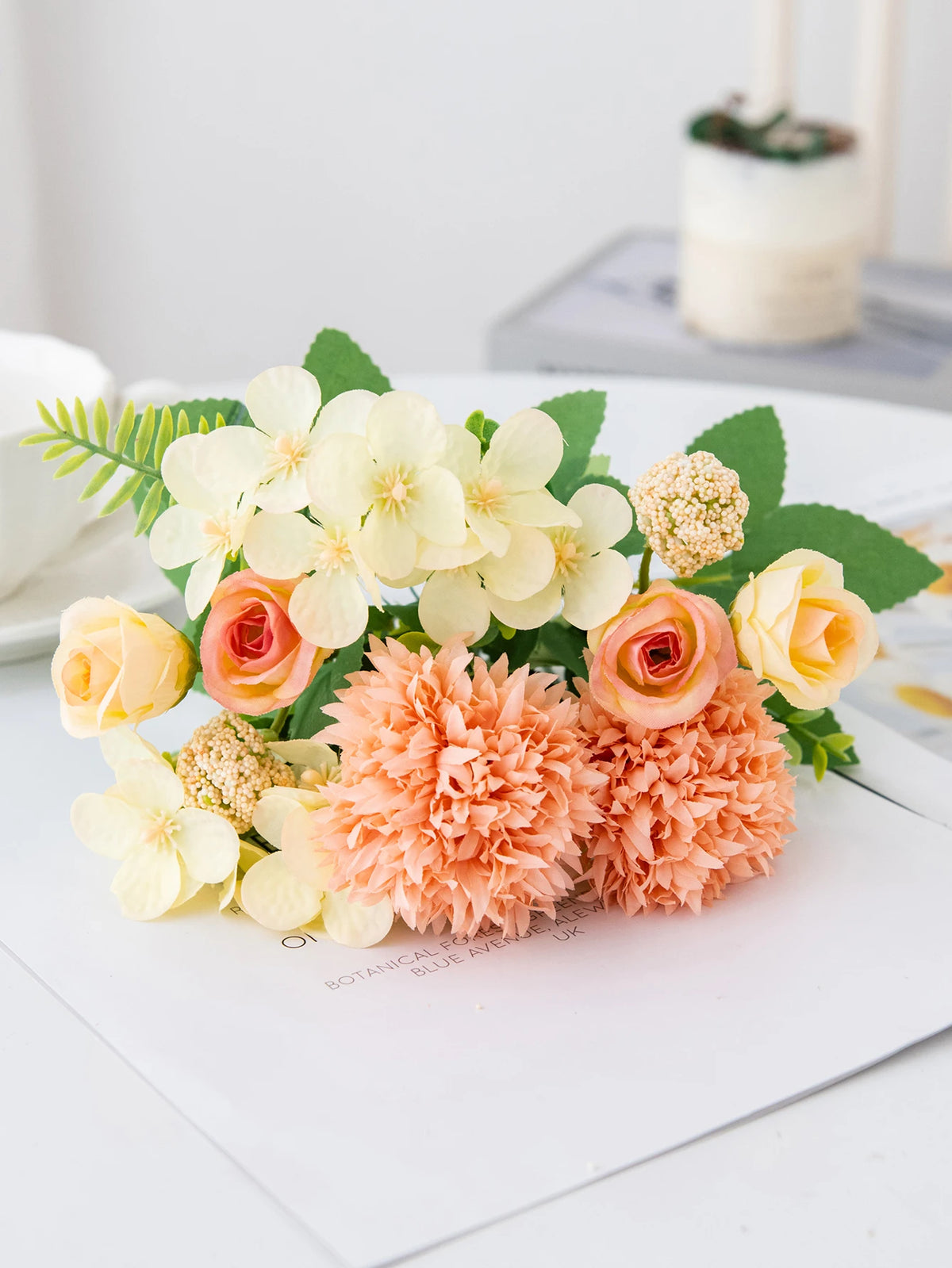 Silk Artificial Rose & Chrysanthemum Bouquet | Wedding Décor Artificial Flower Bouquet Axl color 3 3 pcs