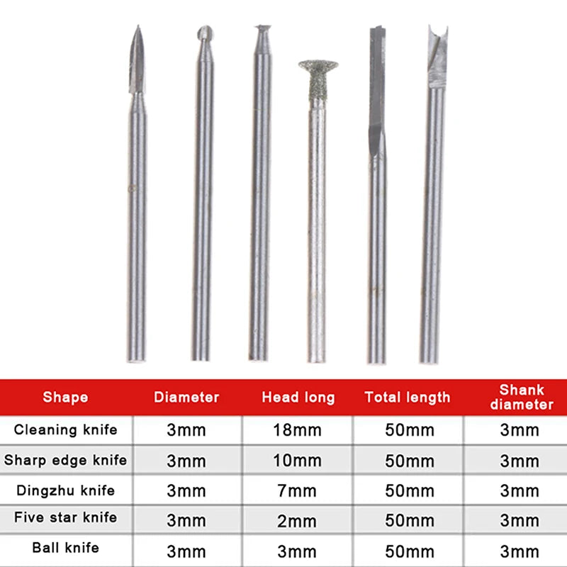 Wood Carving Drill Bits 5/6Pcs – 3mm Shank for Dremel Tools Rotary Carving Bits Axl