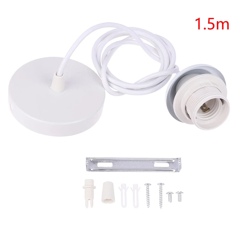 Retro E27 Pendant Lamp Holder Socket with 1m/1.5m Hanging Wire Pendant Lamp Holder Axl 150cm White No plug