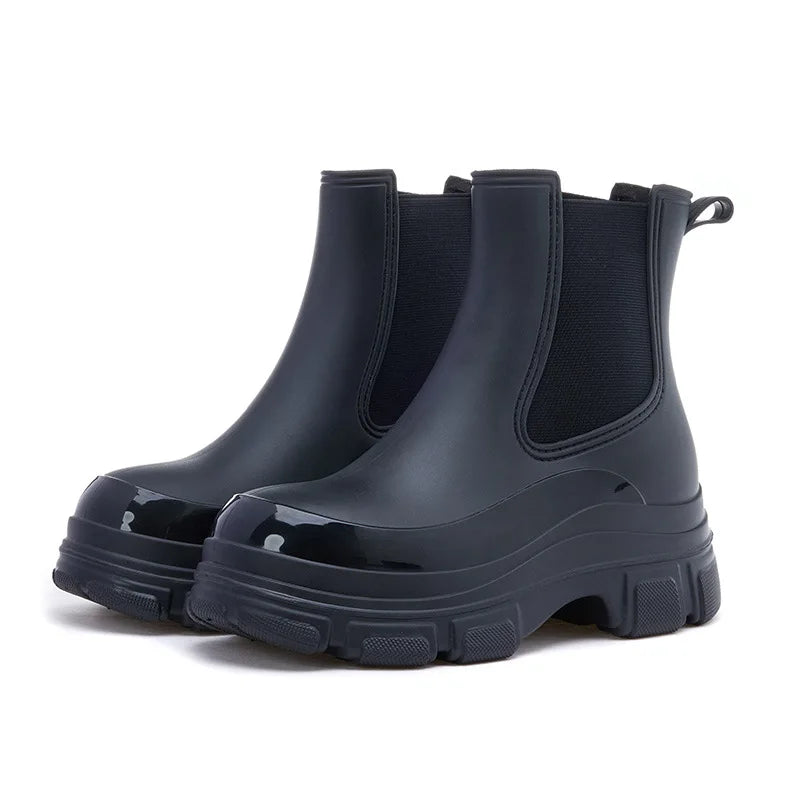 YBQJOO Women's Waterproof Rain Boots – Slip-On Ankle Boots Women's Rain Boots Axl
