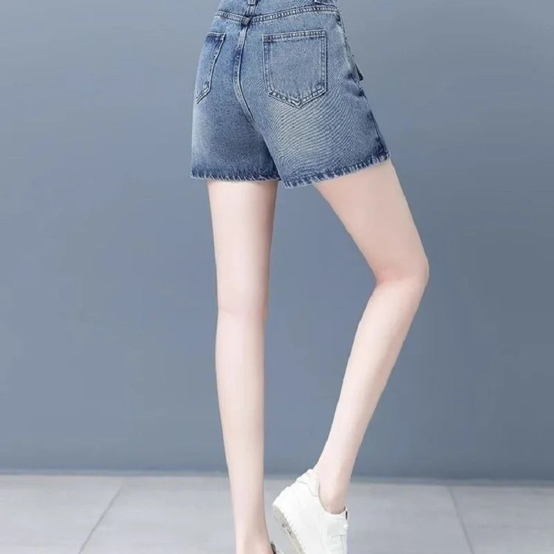 Women's Denim Mini Cargo Skirt – Button Fly A-Line with Pockets Denim Mini Skirt Axl