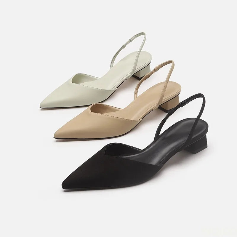 Women's Pointed Toe Square Heel Sandals – Slip-On Block Heels Block Heel Sandals Axl