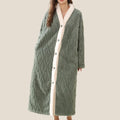 Women's Flannel Robe – Soft V-Neck Button Long Nightgown Women's Flannel Robe Axl green M