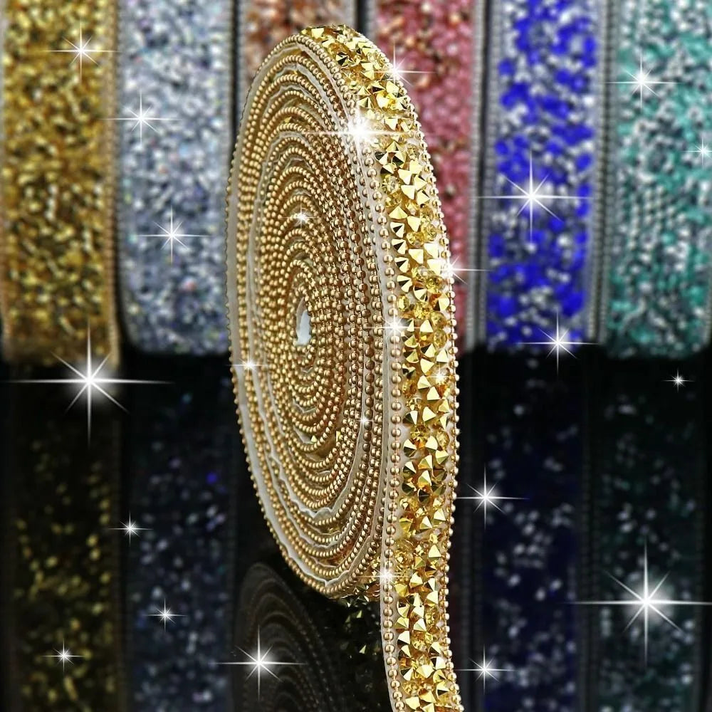 Self-Adhesive Rhinestone Ribbon 1cm – Bling Crystal Strip Craft Rhinestone Ribbon Axl