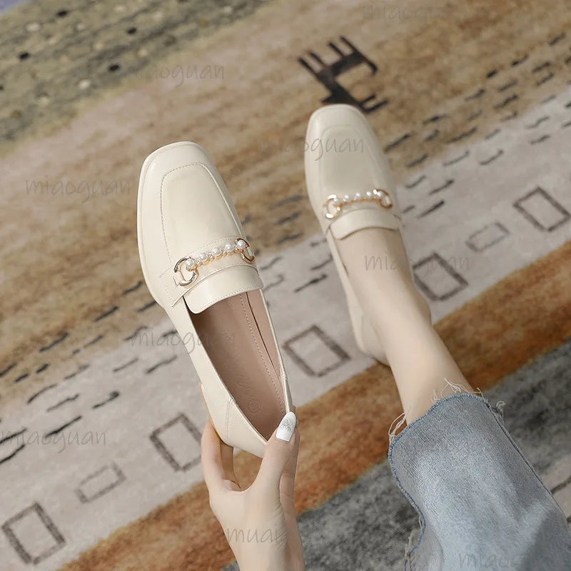 Women's Square Toe Mary Jane Flats – Slip-On Loafers Women's Flat Loafers Axl