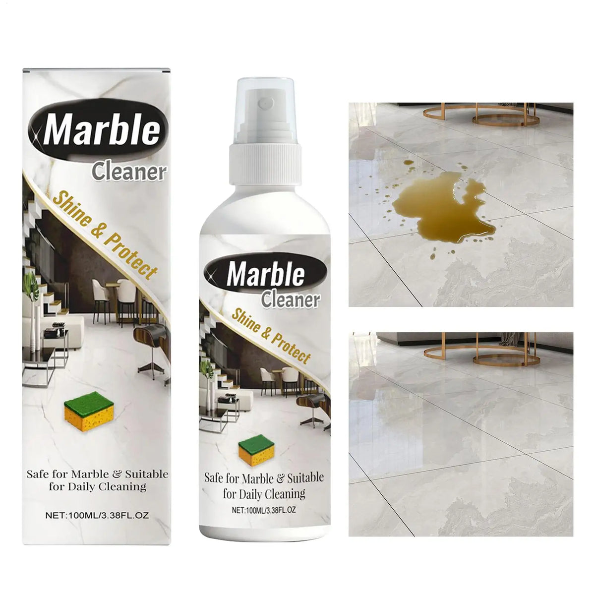 100ml Marble & Granite Stone Cleaner – Shine Restorer Spray Stone Surface Cleaner Axl