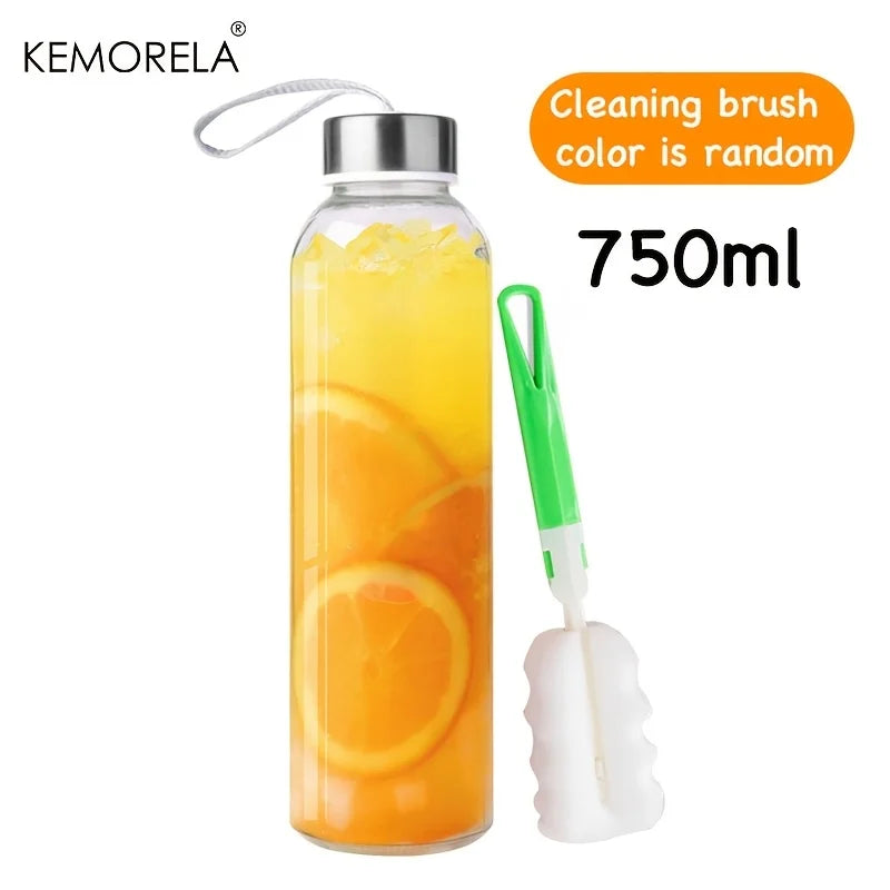KEMORELA Glass Water Bottle with Strap 500/750/1000ml Glass Water Bottle Axl 750ML 500-1000ML