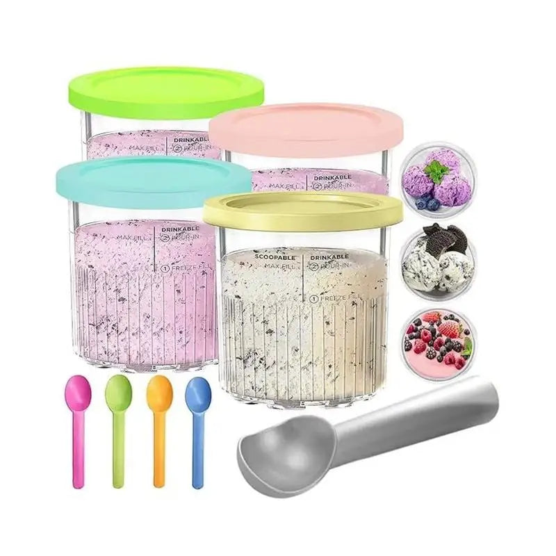 Replacement Pint Containers with Lids for Ninja Creami NC500 NC501 Ice Cream Containers Axl