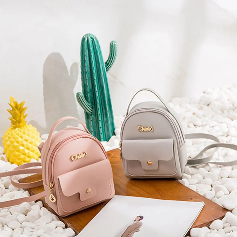Women's Mini PU Leather Backpack – Casual Small Bookbag Mini Leather Backpack Axl
