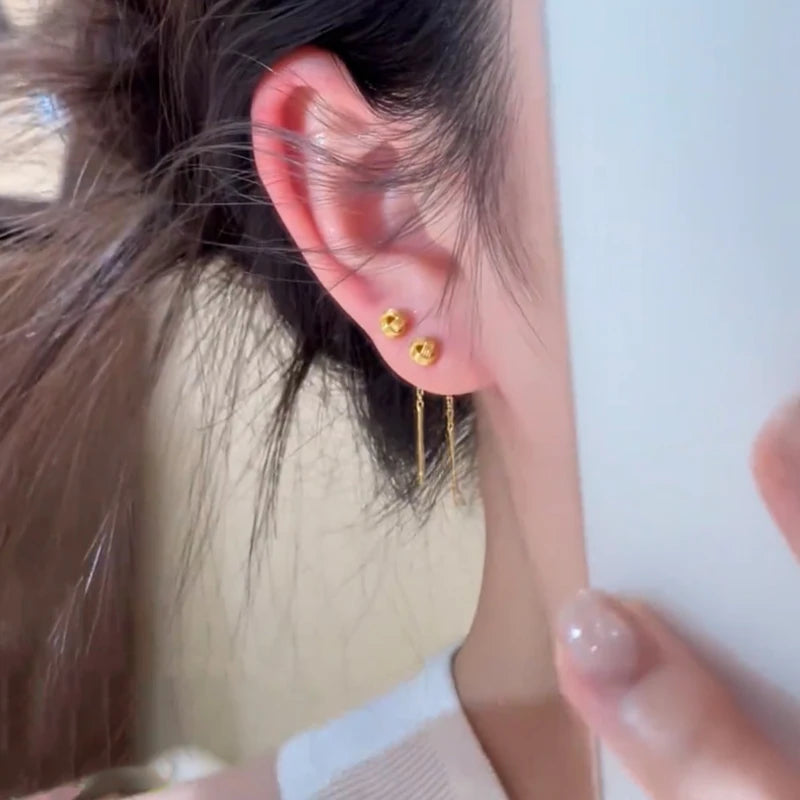Golden Ruyi Drop Earrings – Light Luxury Metal Jewelry Drop Earrings Axl