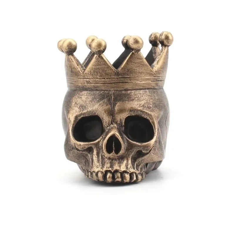 3D Crown Skull Resin Candle Holder – Halloween Skeleton Decor Skull Candle Holder Axl Bronze