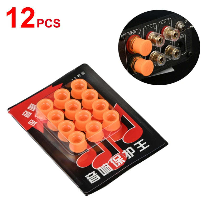12-Pack Universal Audio Jack Dust Cap Covers | Orange Plastic Audio Connector Dust Cap Axl