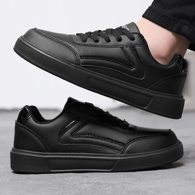 Women's White PU Leather Lace-Up Skateboard Sneakers Women's Sneakers Axl