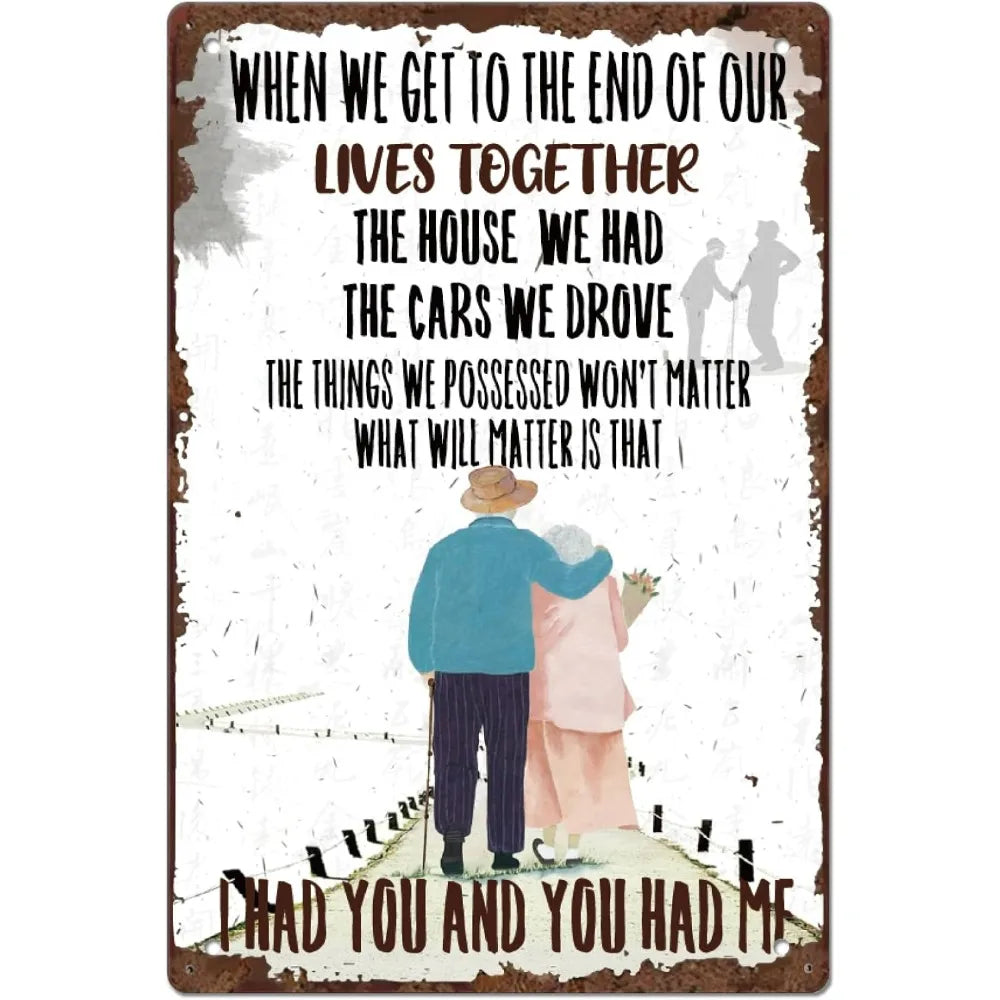 Vintage Couple Tin Sign – Heartfelt Metal Wall Art 8x12" Metal Wall Sign Axl