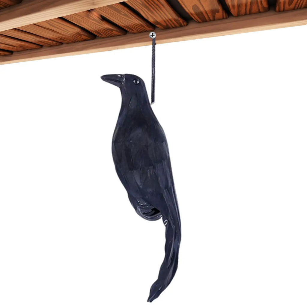 12-Inch Black Feathered Crow Decoy – Halloween & Garden Décor Halloween Crow Decoy Axl