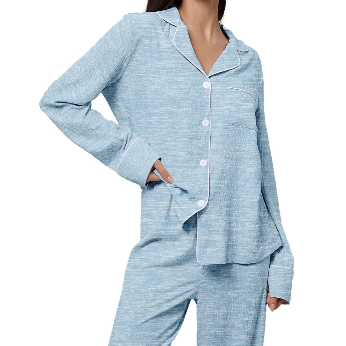 Women's Lapel Pajama Set – 2-Piece Long Sleeve Loungewear Women's Pajama Set Axl