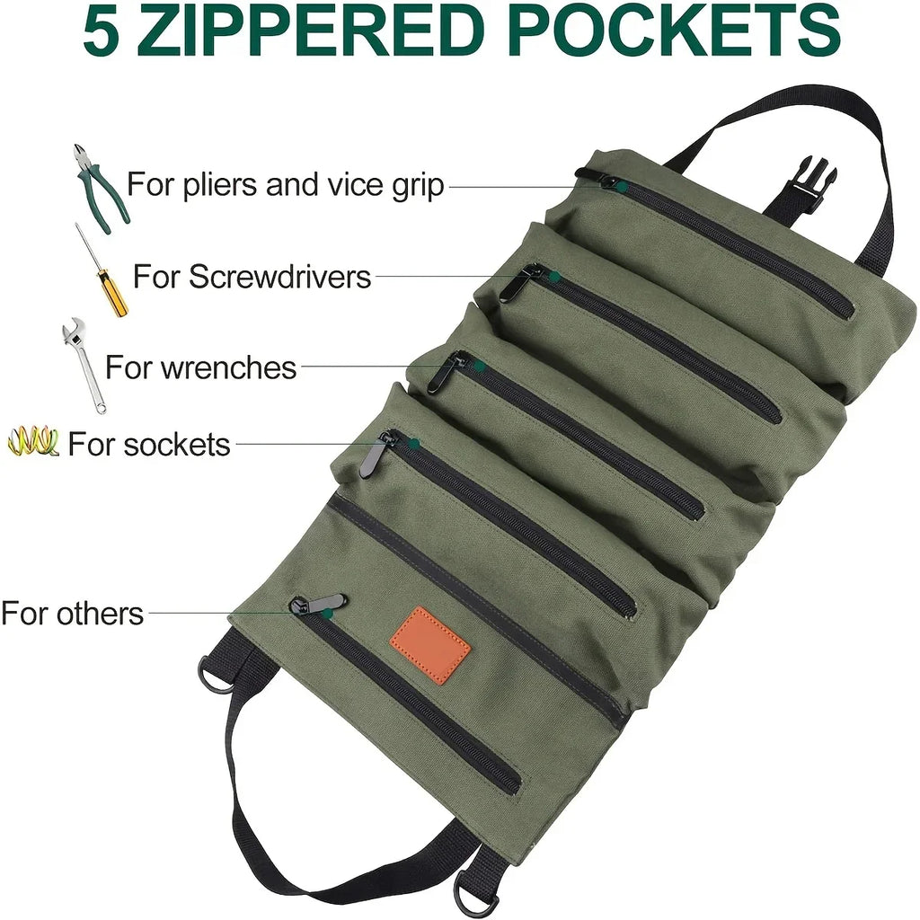 Roll-Up Tool Bag – Multi-Pocket Oxford Cloth Organizer Pouch Roll-Up Tool Bag Axl