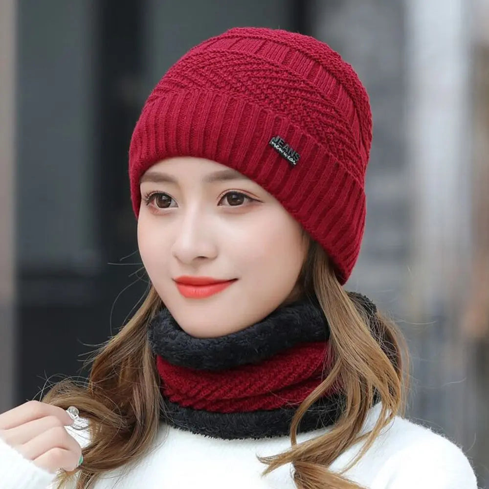 Winter Thermal Fleece Beanie Hat & Scarf Set – 2-in-1 Warm Beanie Hat Scarf Set Axl