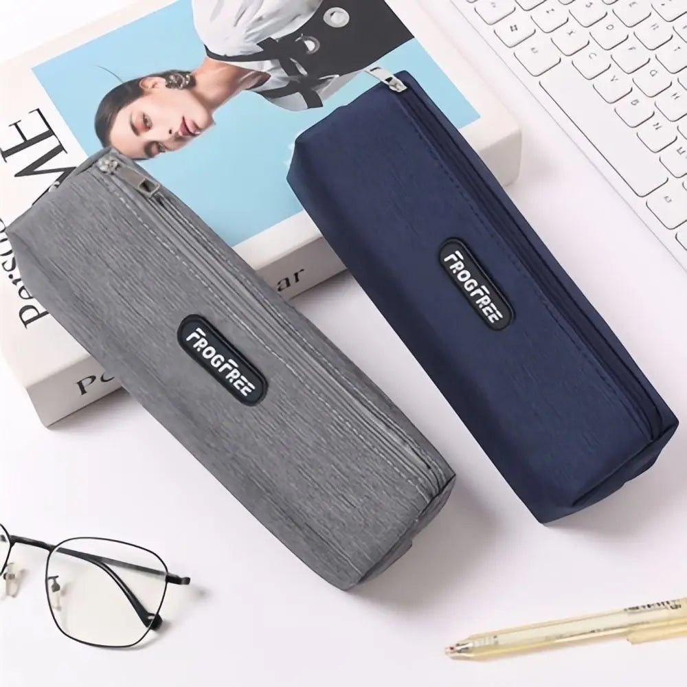 Canvas Pencil Case with Zipper – Solid Color Pen Storage Bag Canvas Pencil Case Axl