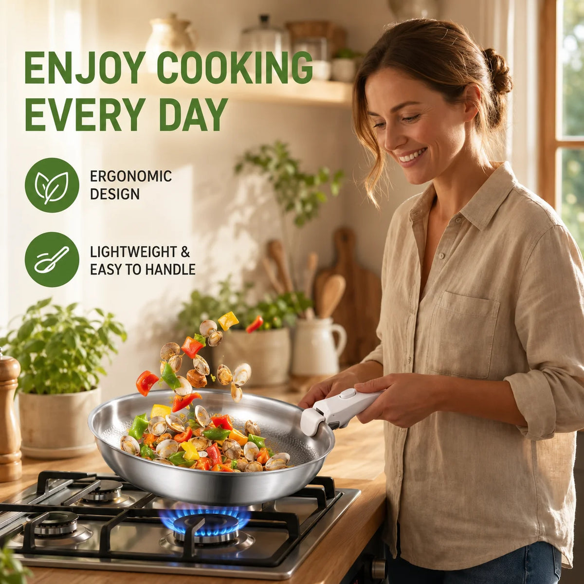 Detachable Handle Frying Pan – 3-Ply Stainless Steel Skillet Stainless Steel Skillet Axl