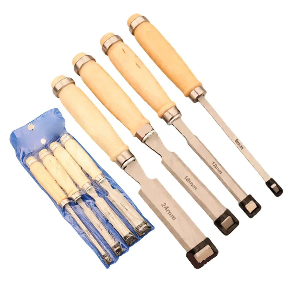 4-Piece Wood Carving Chisel Set with Pouch | 6–24mm Wood Carving Chisel Set Axl