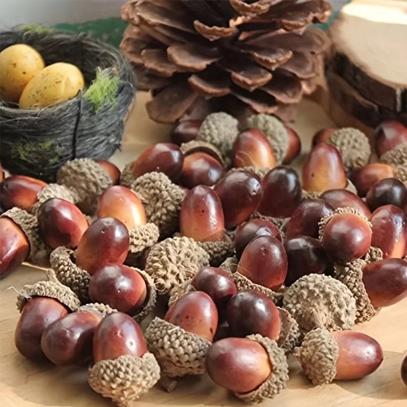 50 Pcs Faux Acorns – Autumn Vase Filler & Wreath Ornaments Seasonal Decor Ornaments Axl