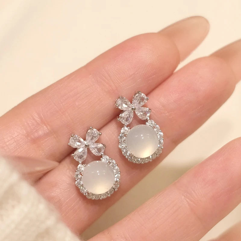 Huitan Bow Opal & CZ Stud Earrings – Women's Fashion Jewelry Stud Earrings Axl