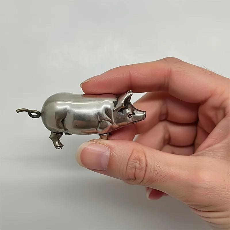 Antique Pig Mini Tape Measure – Vintage Metal Sewing & Craft Tool Novelty Tape Measure Axl