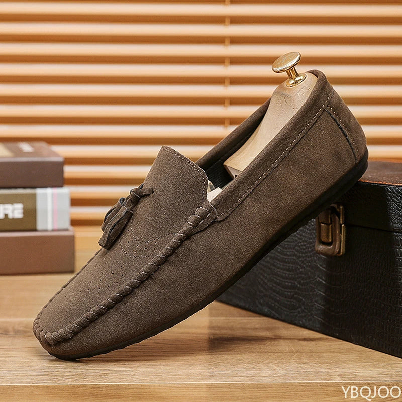 Men's Slip-On Loafers – Lightweight PU Leather Driving Flats Men's Slip-On Loafers Axl Brown 43