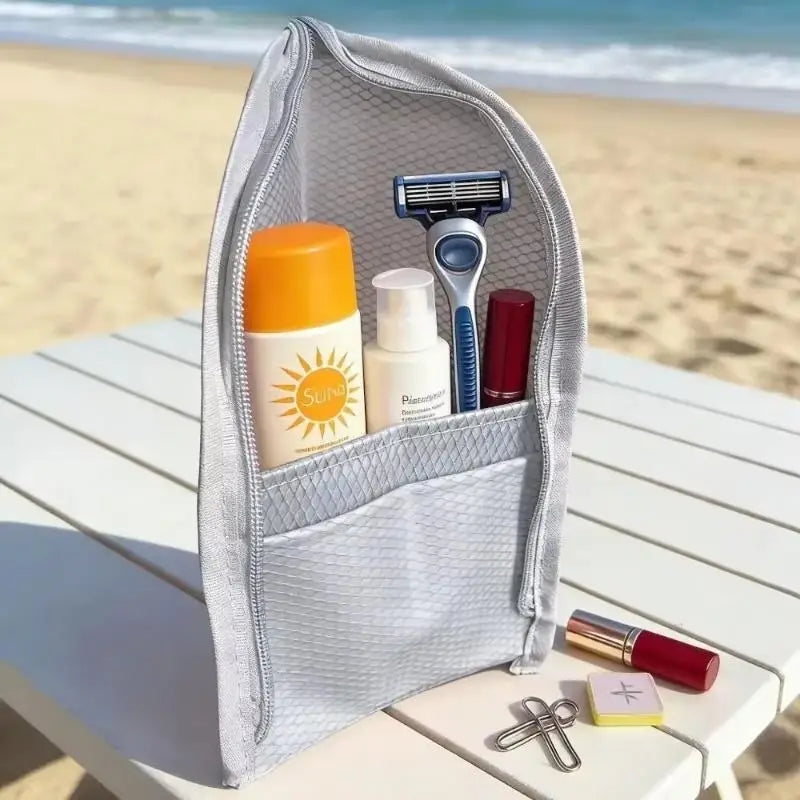 Large PVC Cosmetic Bag – Waterproof Standing Toiletry Organizer Cosmetic Toiletry Bag Axl Gray