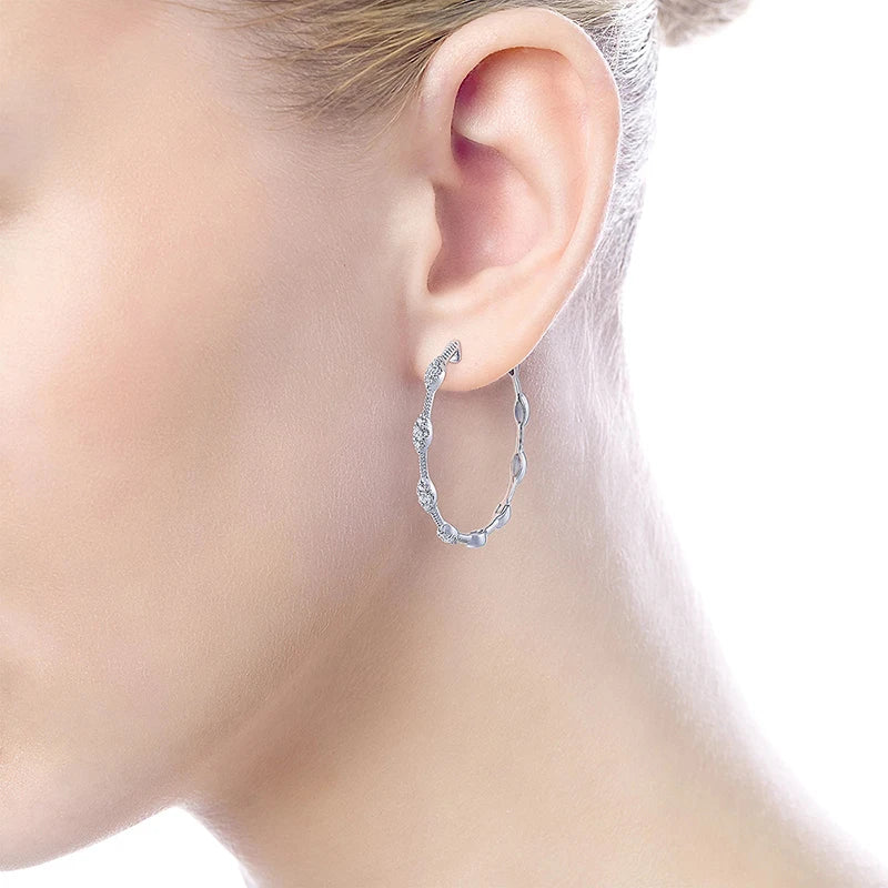 Huitan Silver Cubic Zirconia Hoop Earrings for Women Hoop Earrings Axl