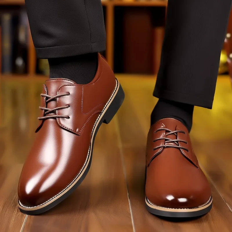 Men's British Lace-Up Dress Shoes – PU Leather, Large Sizes Men's Dress Shoes Axl