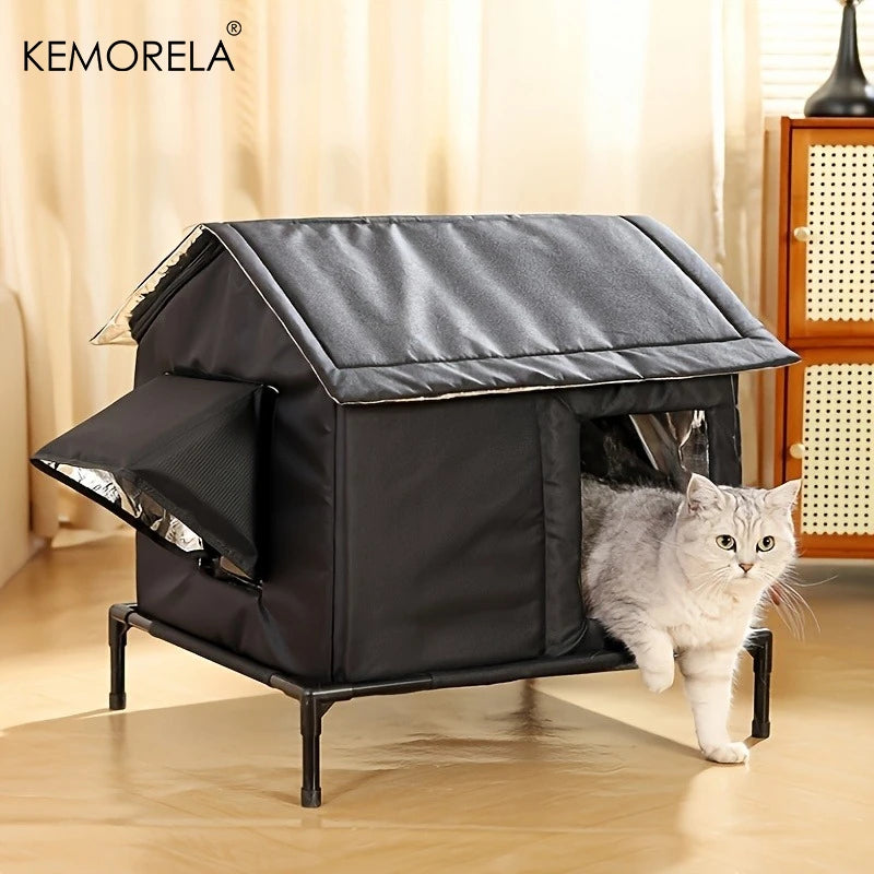 KEMORELA Outdoor Cat House – Windproof Oxford Cloth Shelter Outdoor Cat Shelter Axl