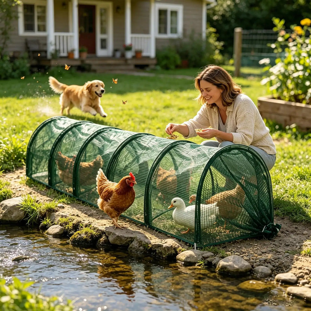 Foldable Chicken Tunnel Run – Outdoor Poultry & Pet Enclosure Poultry Tunnel Run Axl