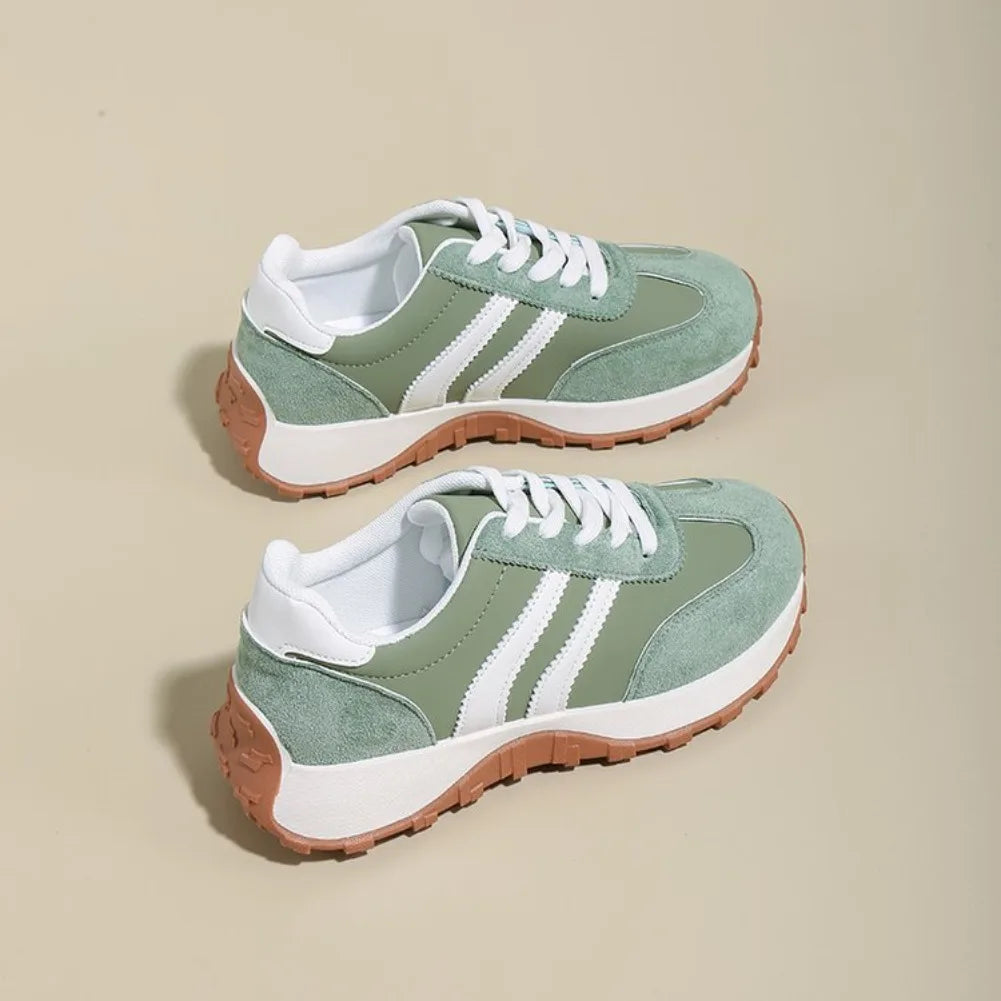 Women's Retro Suede Lace-Up Sneakers | Lightweight Casual Trainers Women's Casual Sneakers Axl green 42